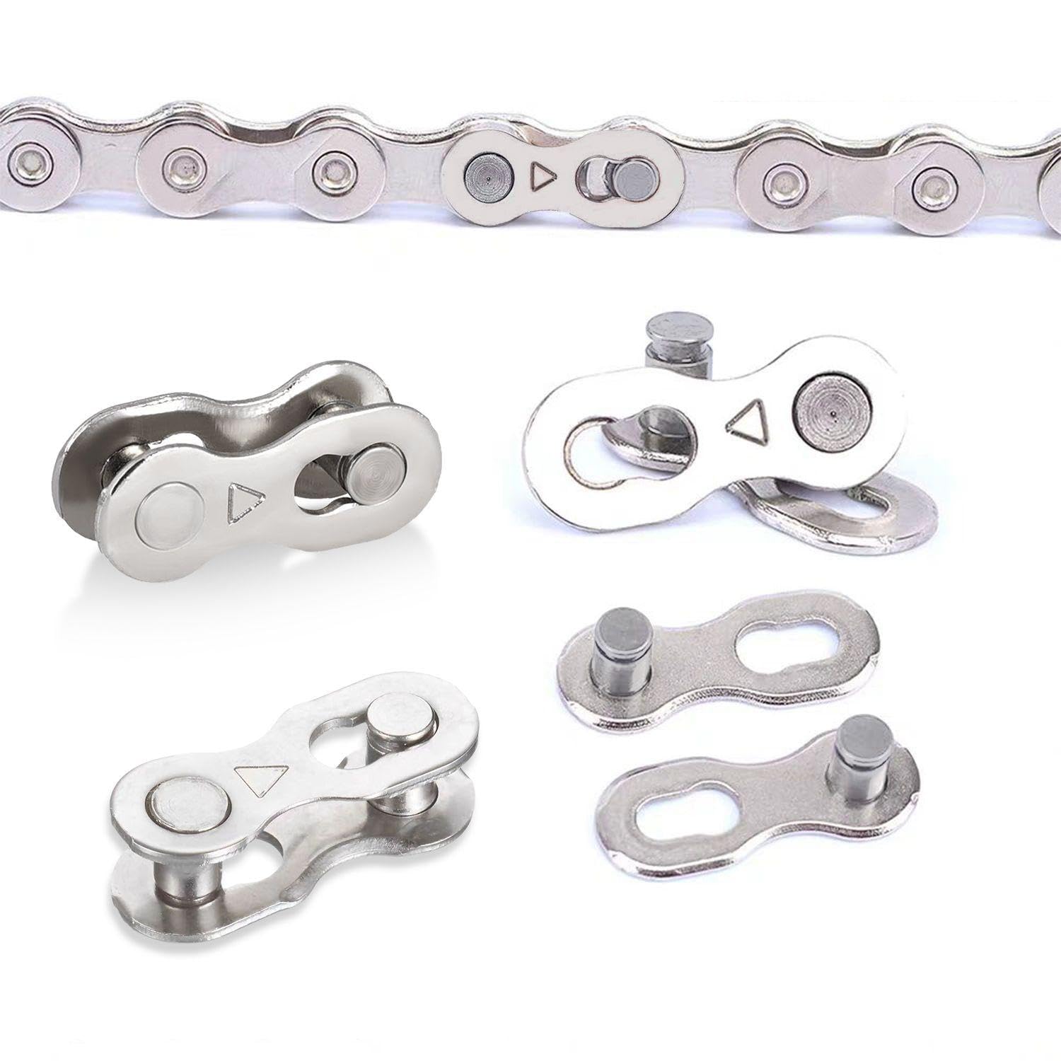 8 Pares De Hebillas Mágicas para Cadena De Bicicleta De Montaña, Cadena Rápida Plateada para Bicicleta De Carretera, Cadena De Velocidad para Bicicleta, 8 Velocidades