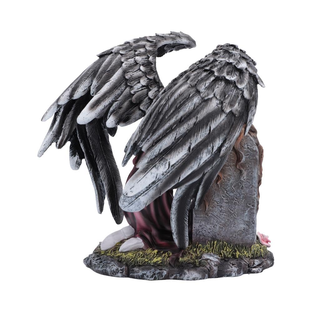 Nemesis Now Lost Love – Angelo in lutto in stile gotico, statuetta in resina con ali piumate nere, decorazione fantasy e gotica