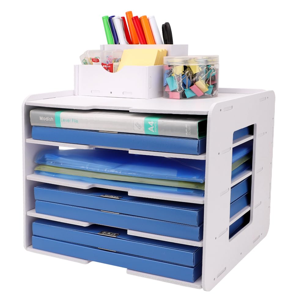Organizer na biurko, półka na dokumenty, format A4, organizer na dokumenty, szuflada na listy, organizer z uchwytem na długopisy, do domu, biura, szkoły