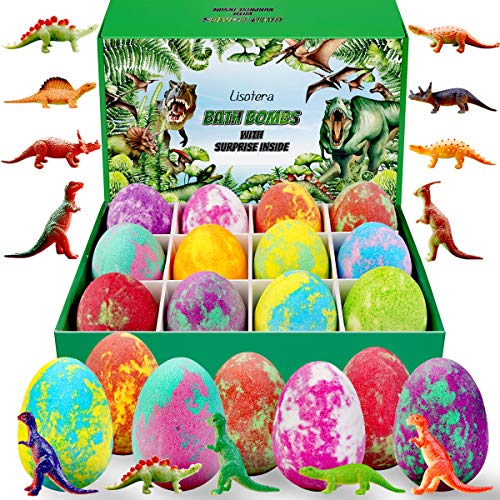 Bath Bombs for Kids with Toys Inside for Girls Boys - Surprise Colorful Eggs Set of 12 Bubble Bath Fizzies, Gentle and Kids Safe Handmade Spa Bath Fizz Balls Kit, Birthday Christmas Easter Day Gift