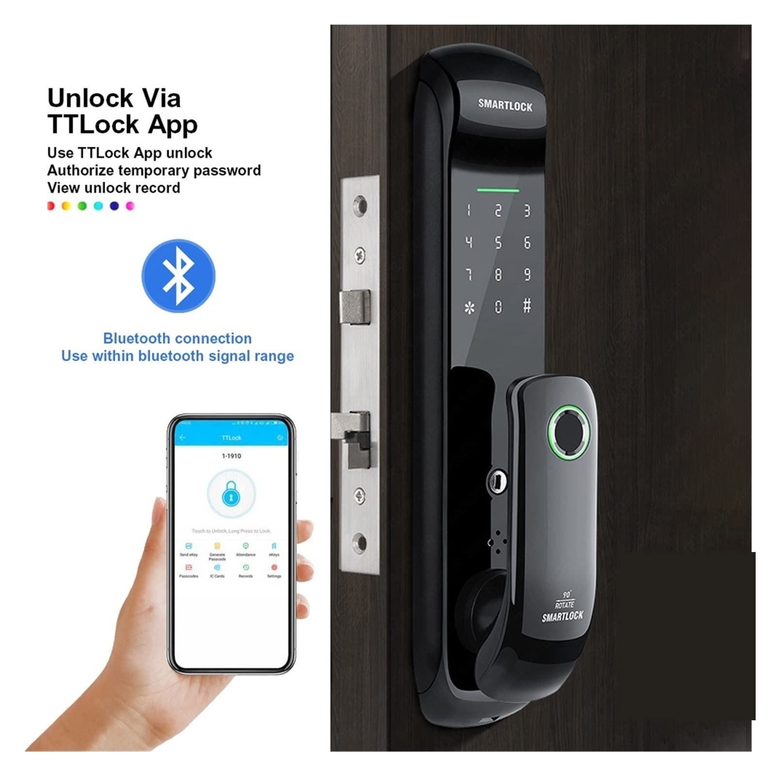 Inteligentny zamek Inteligentny blokada z blokadą odcisków palców Bluetooth obsługę odcisków palców/hasło/RFID Aplikacja karty/klucz/blokada Odblokuj wpis bez klawiszu Zbudowany, by przetrwać(Bluetoo