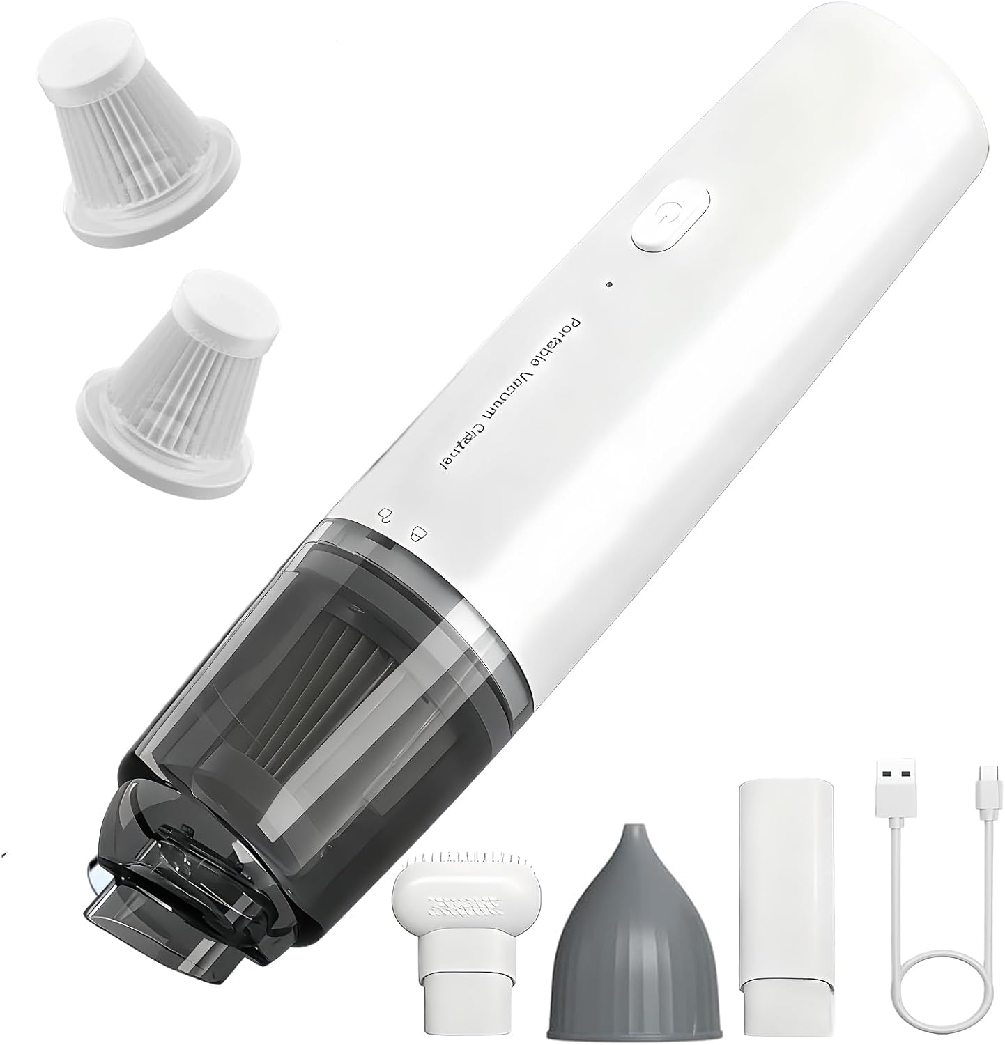 Handheld Vacuum Cordless, Car Vacuum Cleaner Portable with HEPA Filter, 2 Suction Modes, Mini Hand Held Vacuum Rechargeable for Car, Home, Pet Hair, Office, Keyboards(White) - Amazon product rated Grade B