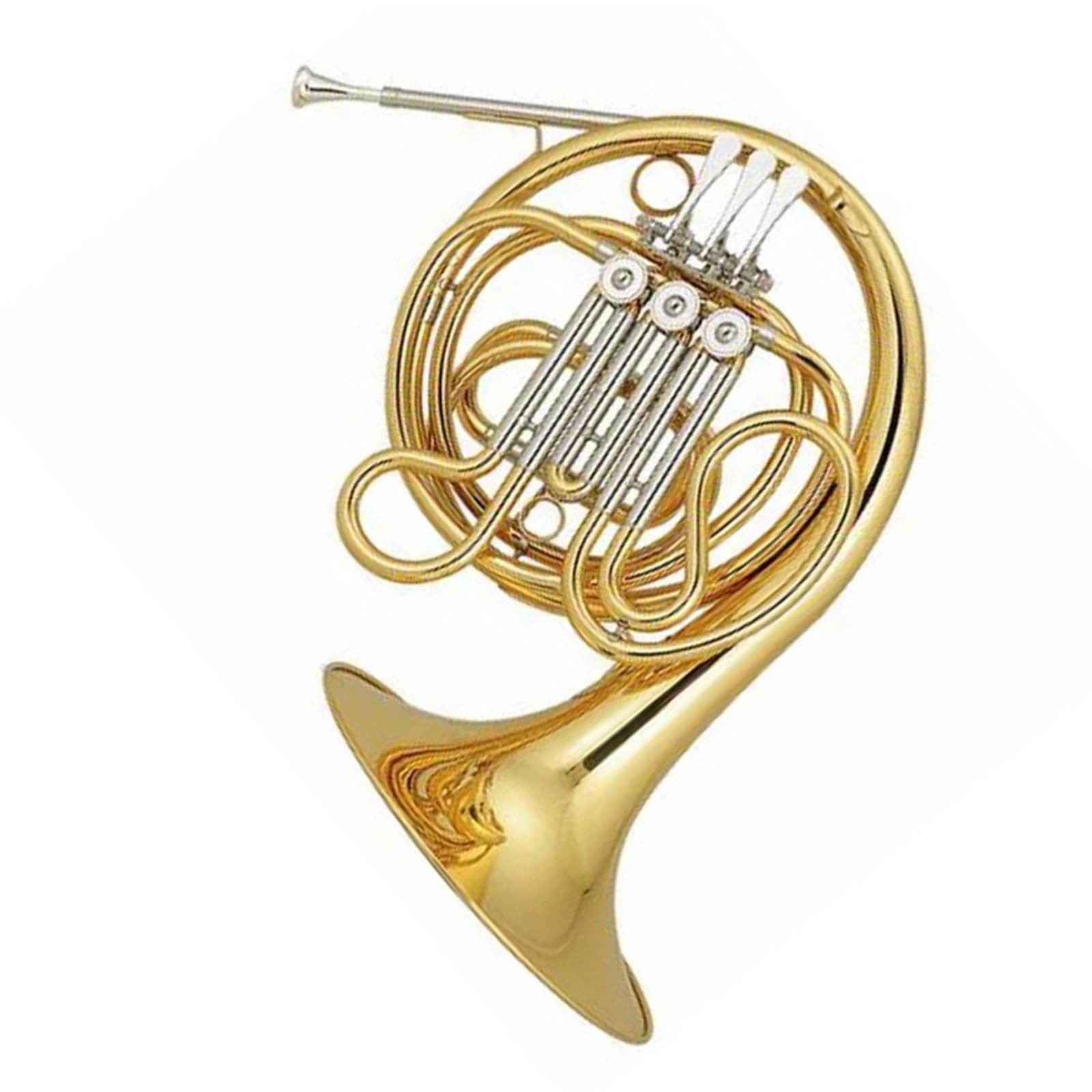 Corno francese Strumento musicale in corno francese con chiave in Mib/Fa laccato oro