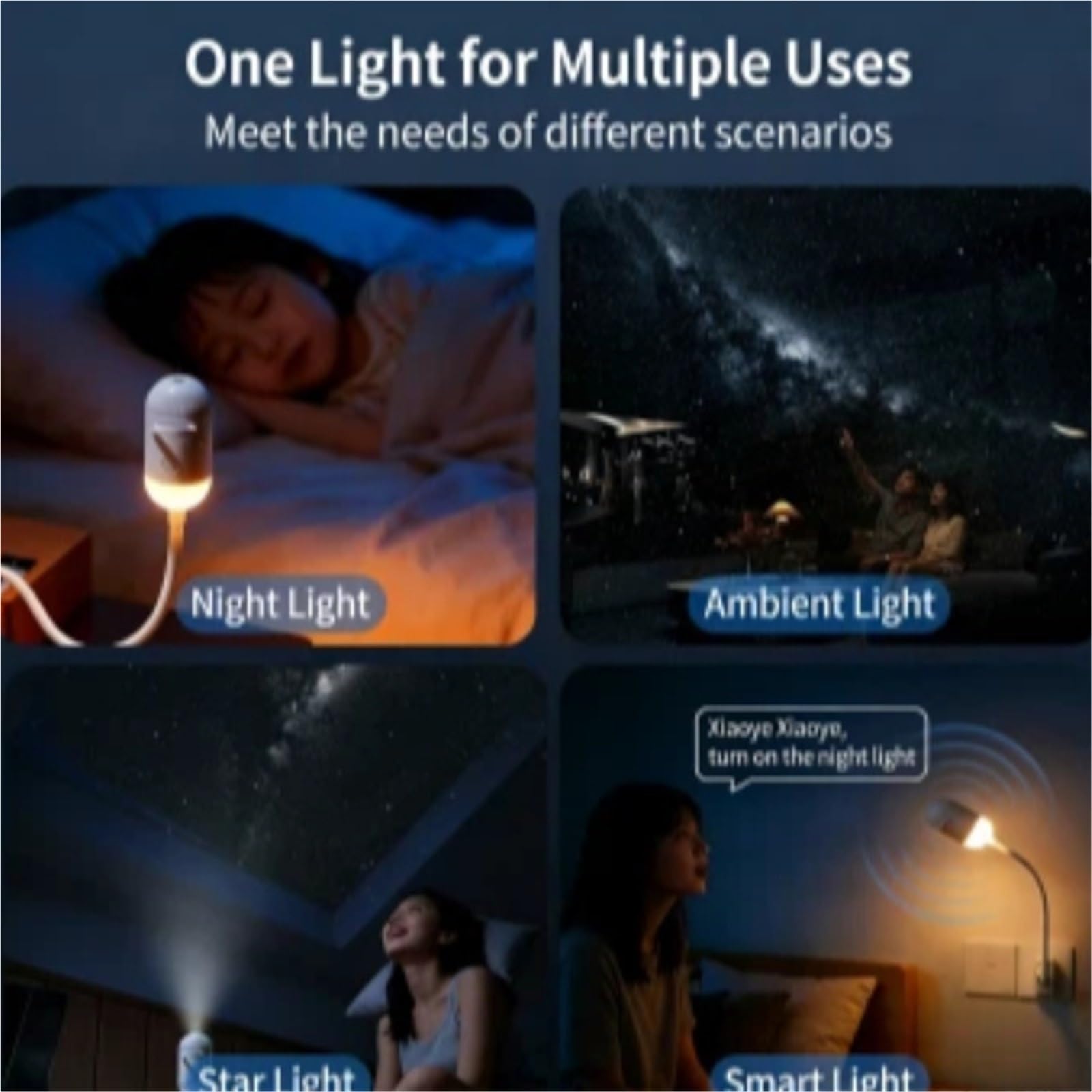 Lampka nocna do projektora Mini Galaxy Star 2 w 1 - Regulowana jasność dla otoczenia i samochodu (5 slajdów lampa dotykowa A)