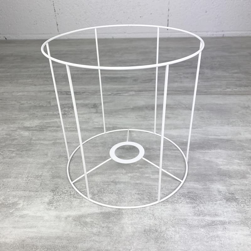 Armature Ronde blanche pour Abat-jour, Cylindre Hauteur et Diam. 20 cm, Diam. Douille E27, 38 mm