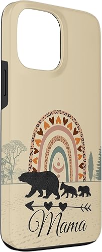 Miniatura 3 de iPhone 13 Pro Max Mama Bear Two Cubs and Retro Boho Burnt Orange Rainbow Case