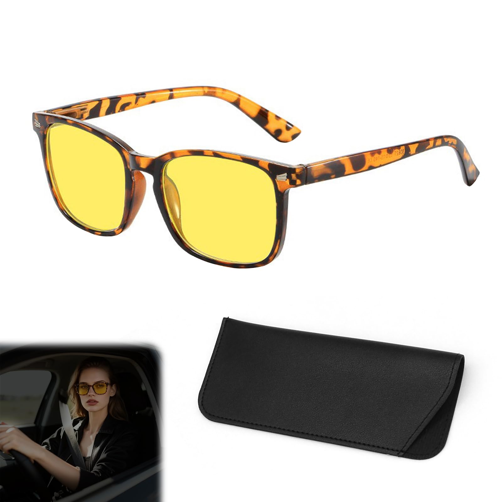 Night Driving Glasses for Men Women, Anti Glare Night Vision Yellow Glasses