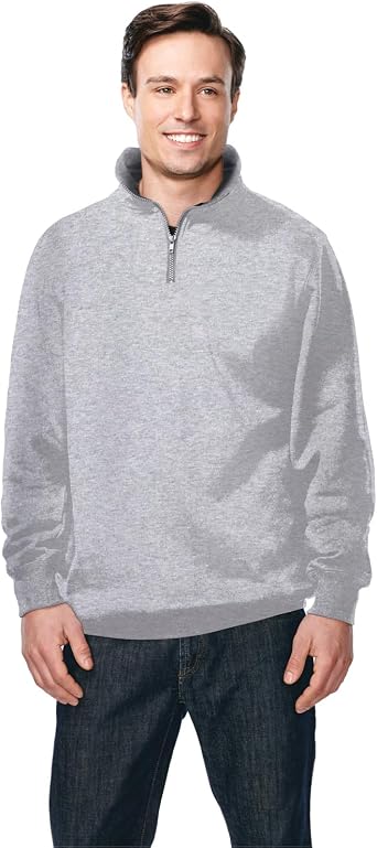 AFC Mens 1/4 Zip Pullover Suede Fleece Sweatshirt Seam pockets 2X 3X 4X