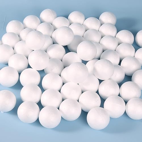 Miniatura 2 de Pllieay 60 bolas de espuma de 2 pulgadas, bolas de espuma de poliestireno blanco para arte, manualidades, hogar, proyectos escolares, decoración de