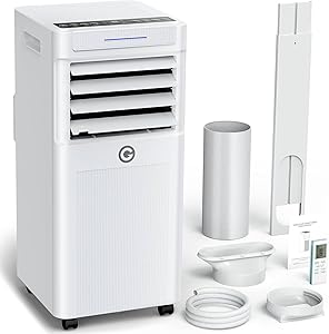 Portable Air Conditioner 9000 BTU with 4 in 1 Dehumidifier, 2 Speed Cooling Fan, Digital Display and Remote Control, Windo…