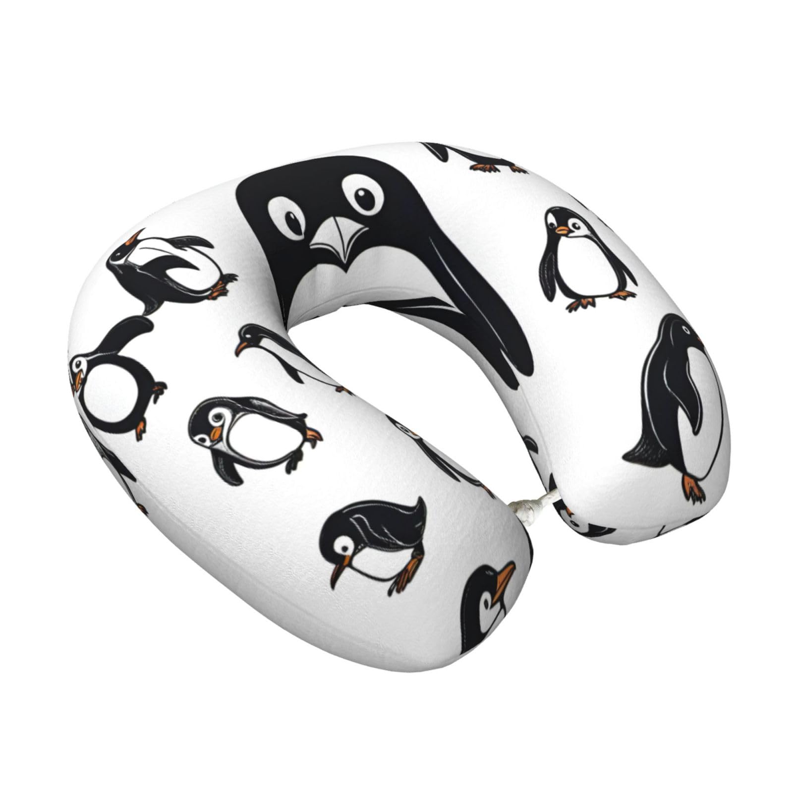 Yyoretp Cute Penguin Print Travel Pillow Pure Memory Foam Neck Pillows Portable Headrest for Airplane
