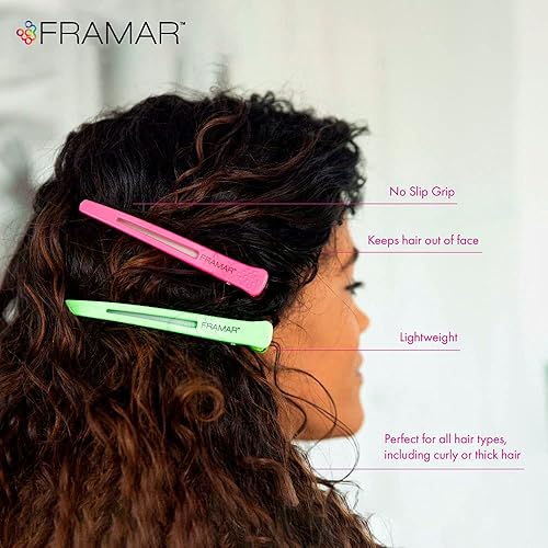 Miniatura 4 de Framar Paquete de 10 pinzas para el cabello de neón pinzas profesionales para el cabello para seccionar pinzas para el cabello para seccionar el