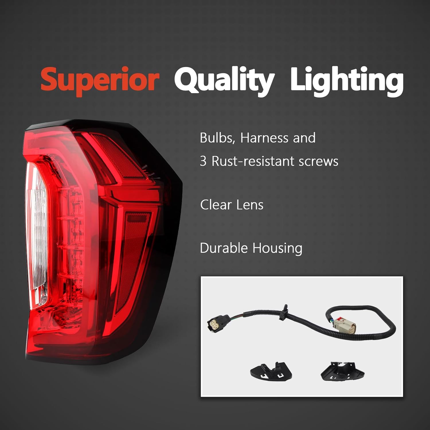 LED Tail Lights Compatible with 2021 2022 2023 2024 GMC Yukon/Yukon XL SLE/SLT/ AT4 /Denali/Denali Ultimate Taillights Rear Outer Lamp Assembly GM2801317 84816393 (Right Passenger Side)
