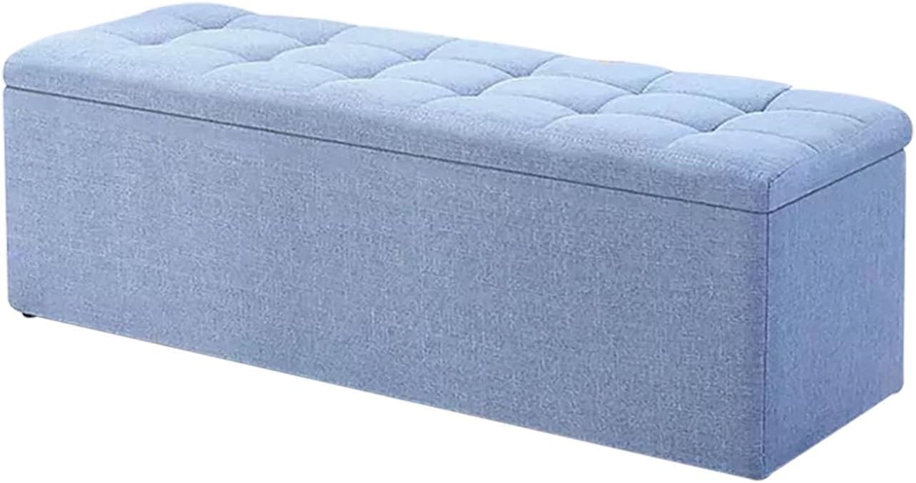 Ottoman for Living Room, Bedroom Ottomans with Storage, Ottoman with Storage with Linen Surface in, with Non-Slip Foot Pads(Natural,150cm/59.0in)