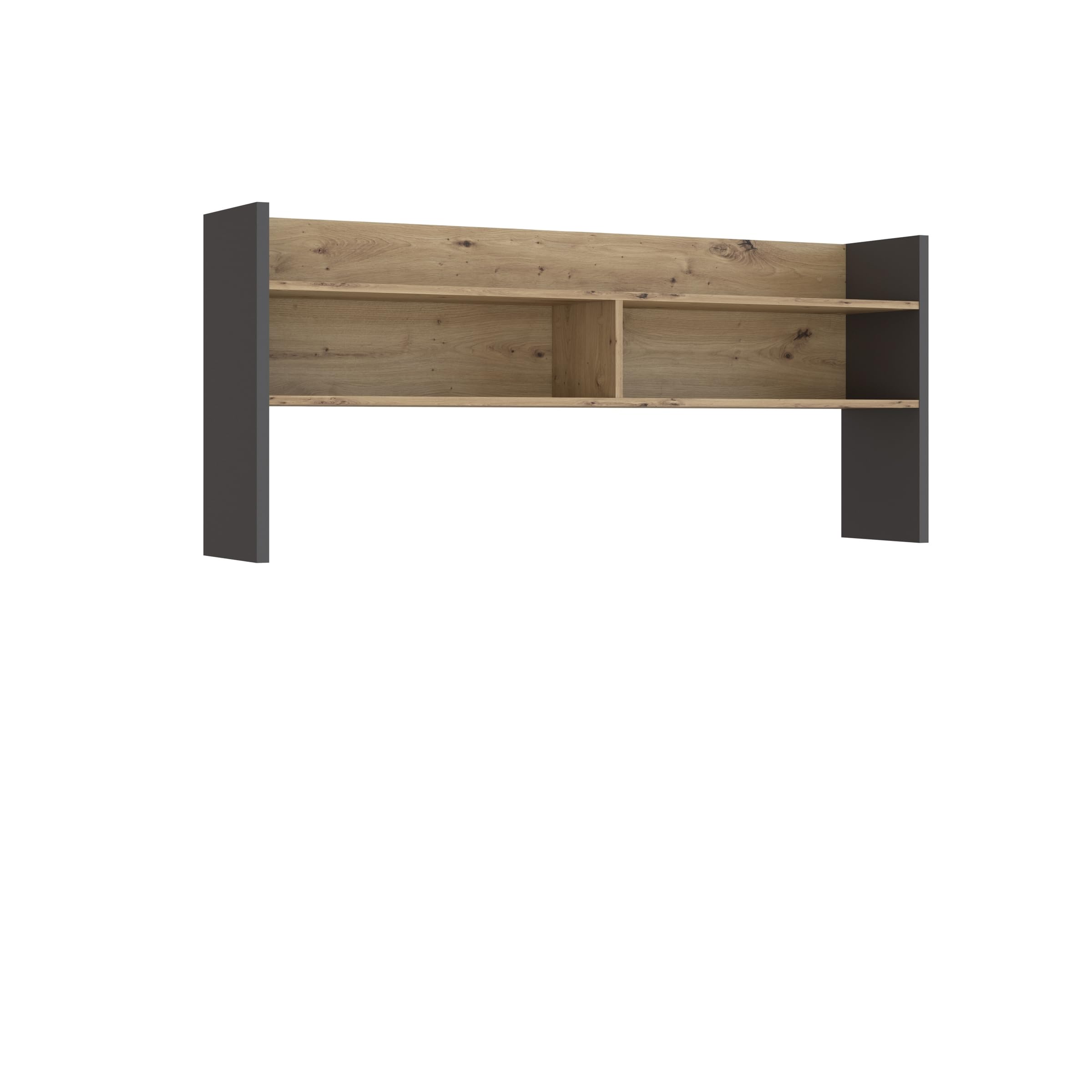 möbelando Schreibtischaufsatz >Modultrick< in Grau/Artisan Eiche Dekor, 139,6x60x25,8cm B/H/T