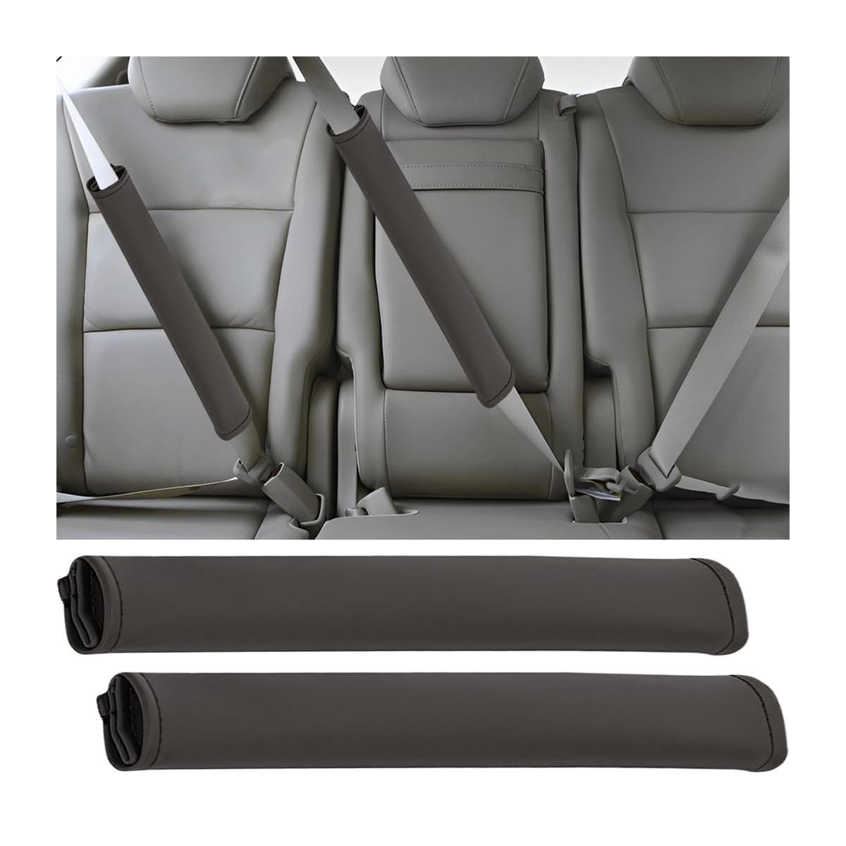 zipelo Auto Seat Belt Cover, 2 Pack Extra Long Seatbelt Strap Cushion for Adults Kids, Super Soft Leather Neck Shoulder Pad Protector for Comfortable Driving, Car Interior Accessories (Coffee)