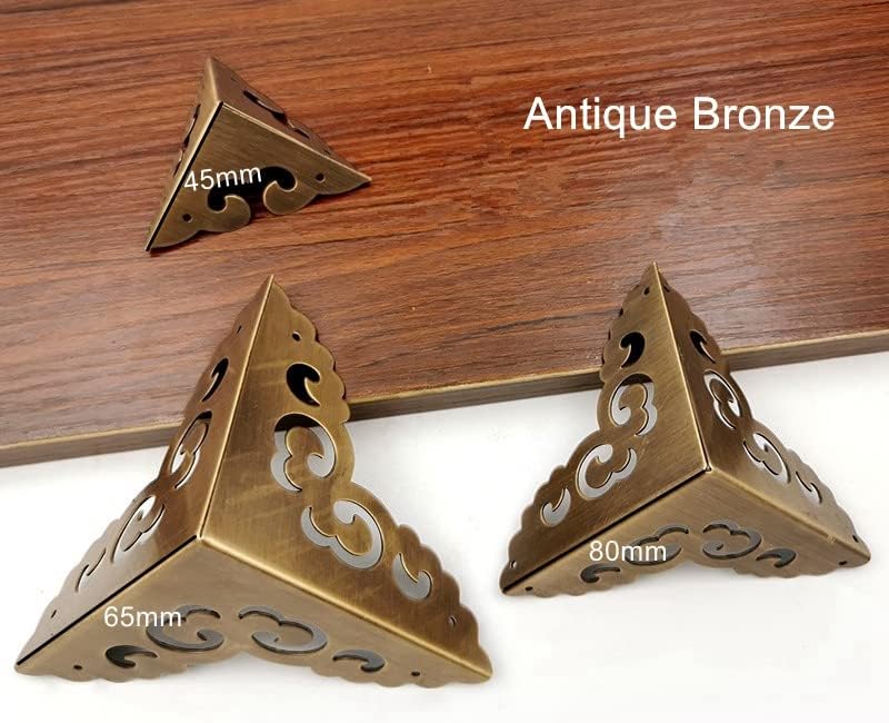 Antique Brass Corner Protectors Guards Bronze Wooden Box Corner Desk Edge Covers Decorative Corner Brackets for Furniture (2,80mm)