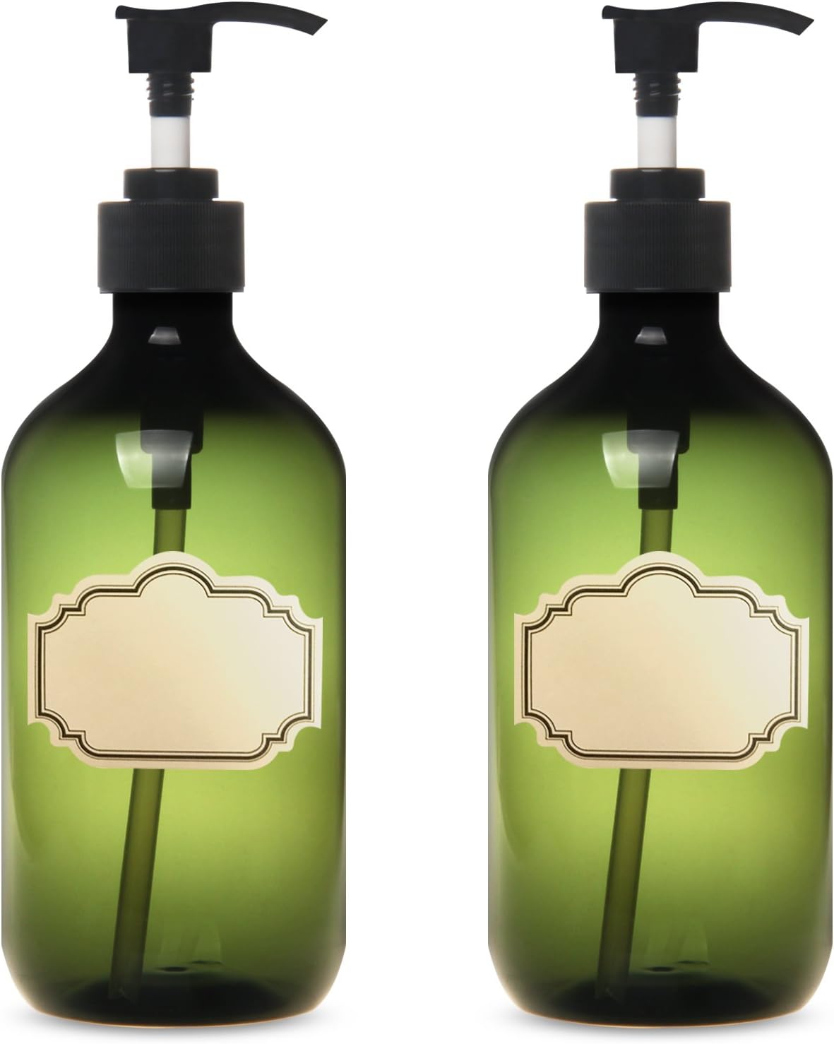 YILOVE Plastic Liquid Soap Dispenser 16 Ounce Green Pump Bottle๏ผ2 Pack