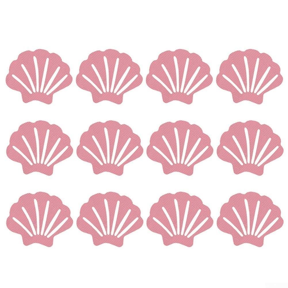 Anti-Slip Bath Stickers Set Of 12 PEVA Shell Shaped Transparent Shower Strips Non Abrasive Self Safety Pads For Bathtub Bathroom Floors Pools Foot Friendly For Kids Adults(Pink)