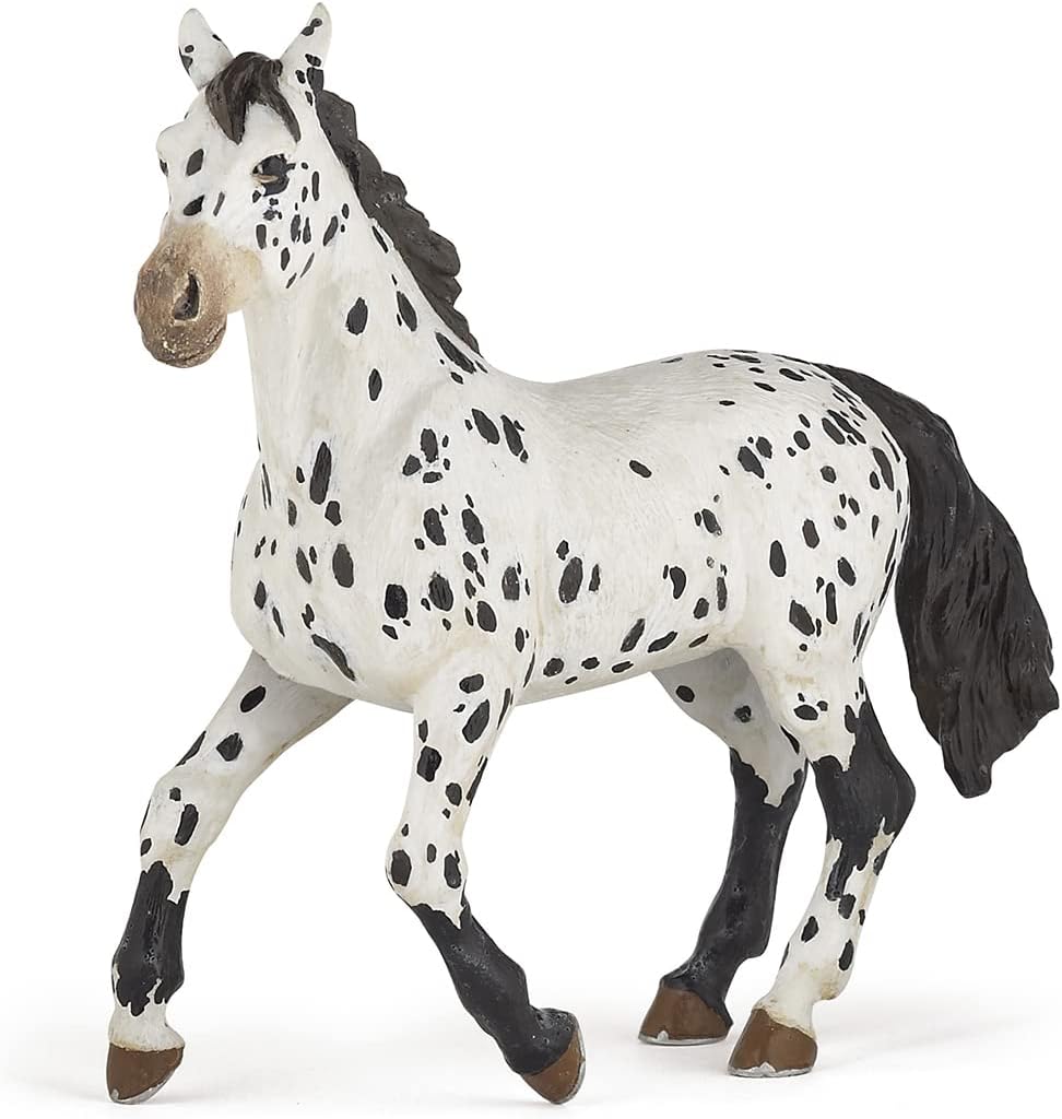 Papo - Realistic Black Appaloosa Horse Figure Toy for Kids - Ages 3+ - Horses and Ponies Collection - Educational Play Horse Riding - Gift Idea Toy for Girls and Boys - 5.1 in X 1.6 in X 3.5 in