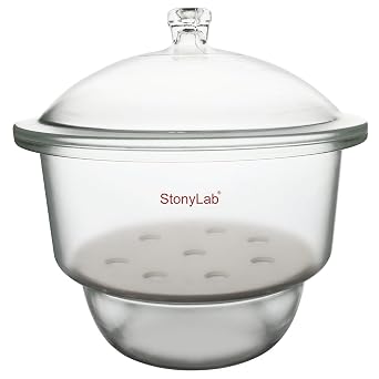 stonylab Glass Desiccator, Lab Desiccator with Knob Cover and Porcelain Plate, ID 11.8 Inch for Laboratory Research