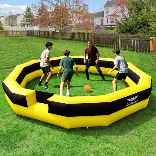 Image of Wellcomer 16FT Inflatable Gaga Ball Pit Arena, Portable Gagaball Court with Built-in Blower for Indoor Outdoor, Team Building, Events, Backyard Activities, Easy Setup & Storage