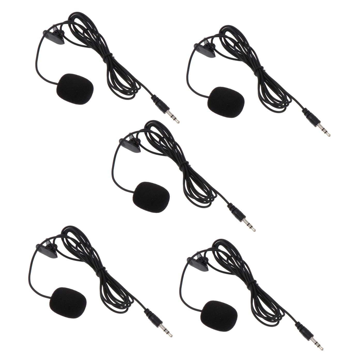 Black Clip-on Microphone 5pcs for Phone and Desktop Recording