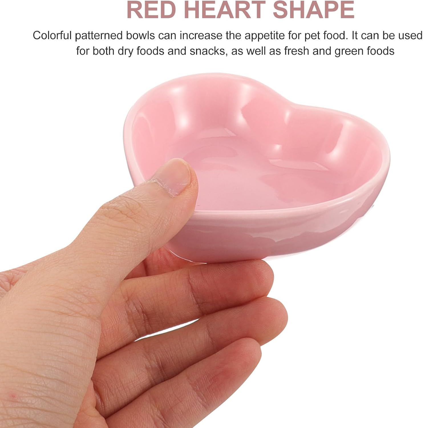 BESTYASH Ceramic Pet Bowl Heart Shaped Small Animal Food Dish Anti-tip Pink Ceramic Hamster Bowl Suitable for Guinea Pig and Rabbit Cage Accessories