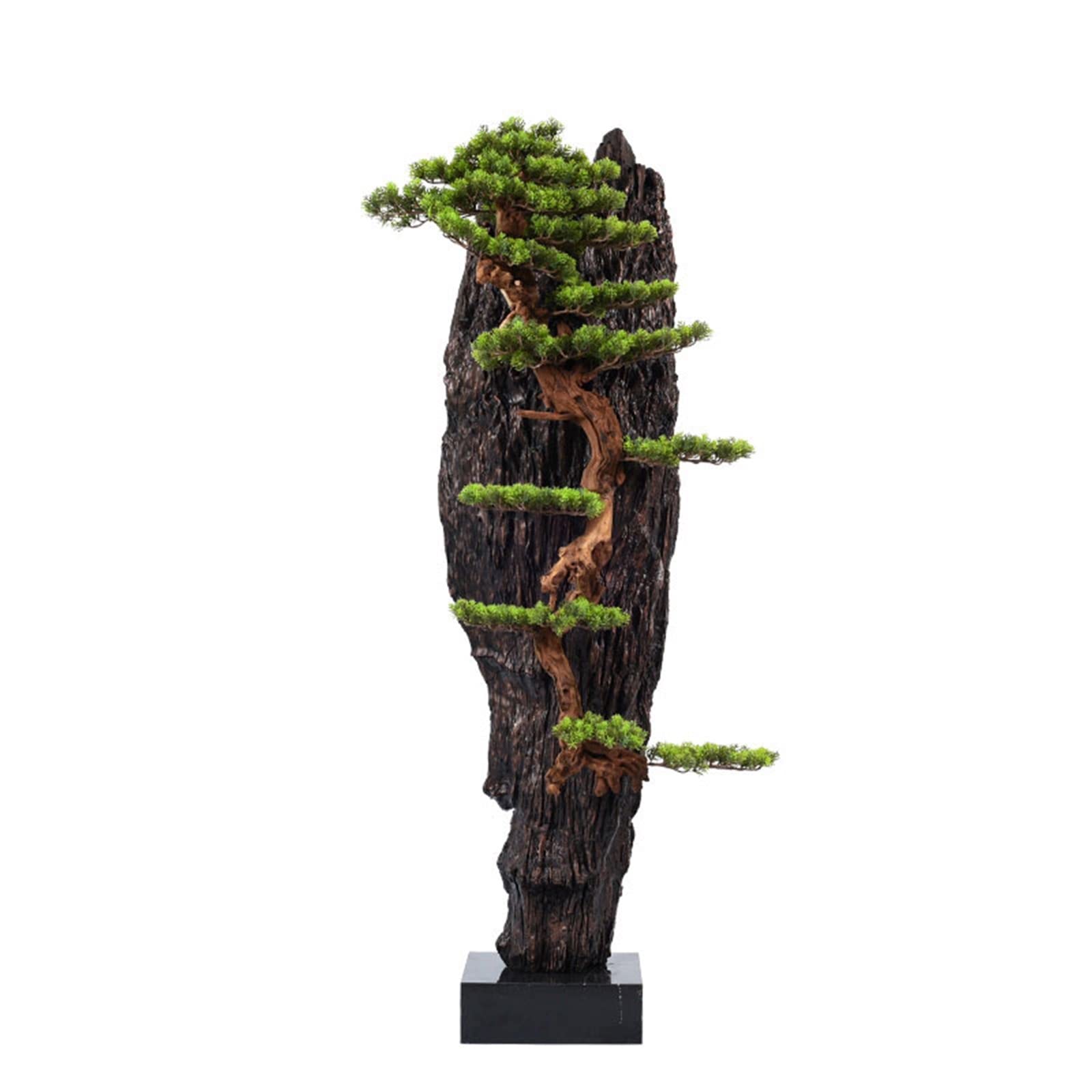 Artificial Fake Bonsai Tree Artificial Bonsai Tree 60.2 Inches Large Floor-standing Simulation Welcome Pine Bonsai Tree Indoor Living Room Sculpture Rockery Decor Ornament Artificial Bonsai Tree