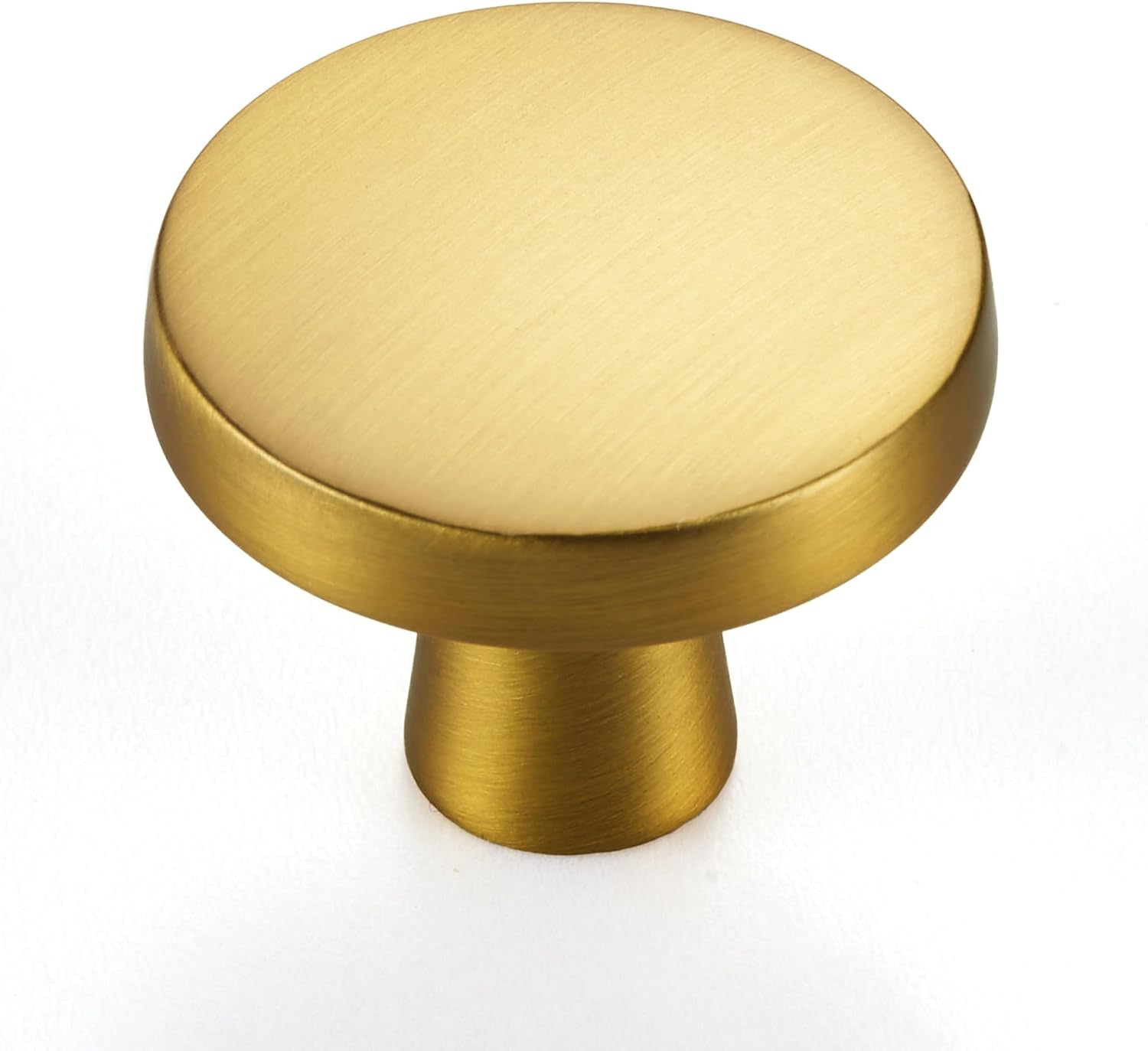 Brushed Brass Kitchen Cabinet Knob, Gold 8 Pack 1-3/16 Inch(30MM), Modern Round Flat Hardware Knob and Pull for Dresser Drawer Bifold Door Cupboard Bathroom Vanity Farmhouse Closet Round Knob Brushed Brass 20