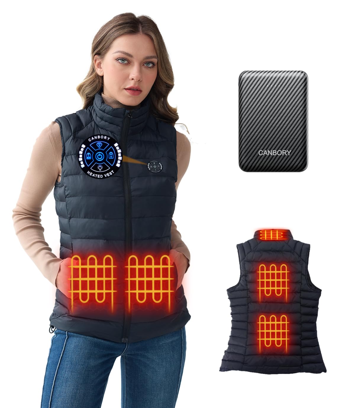 Womens Heated Vest, 5IN1 Smart Controller Electric Heating Jacket Coat Vests, Gifts for Women