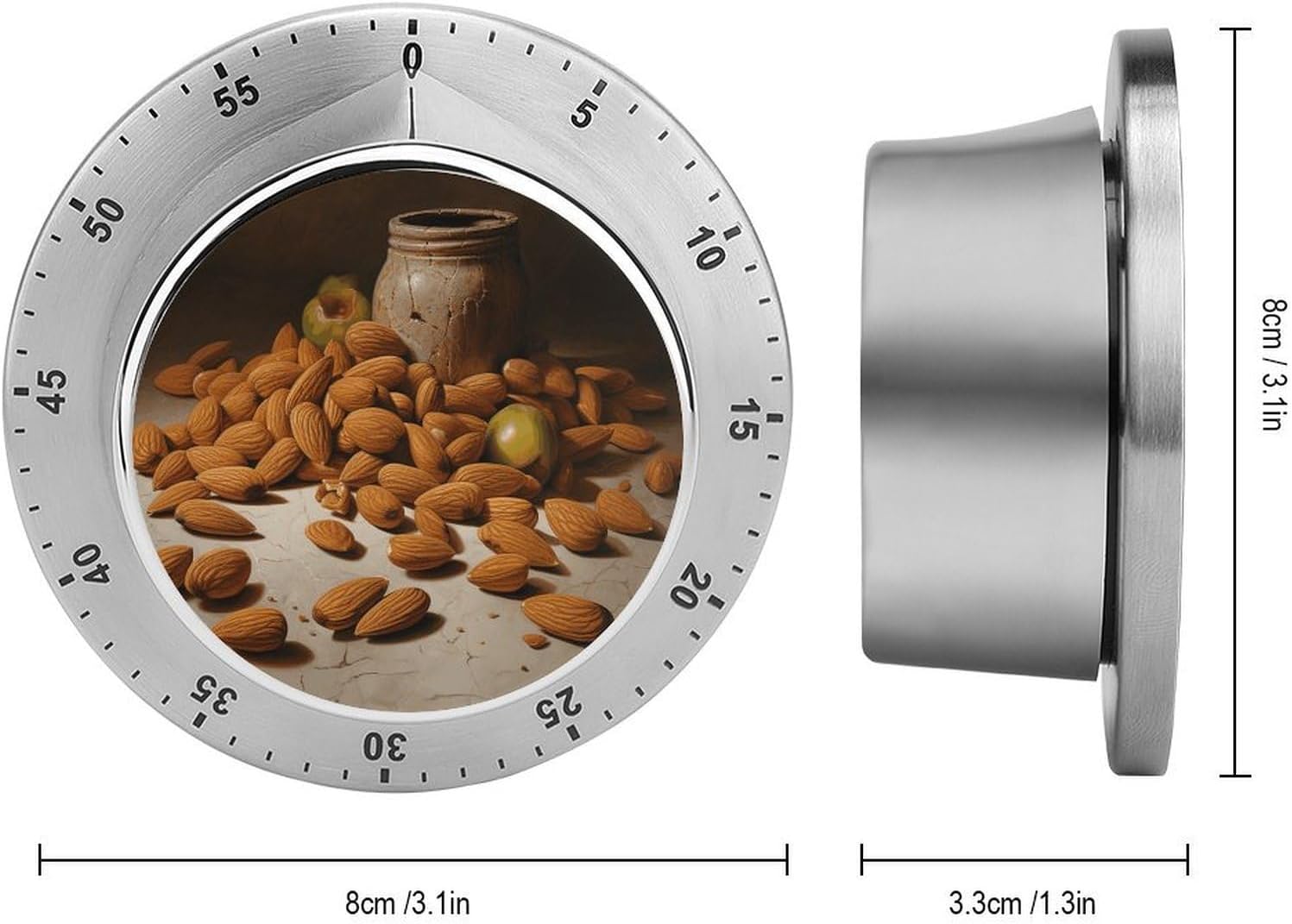 Almonds and Jars Timer Stainless Steel Mechanical Countdown Timer for Loud Alarm Cute Magnetic Timers Time Management Tool Cooking Kitchen Timers for Baking Grilling