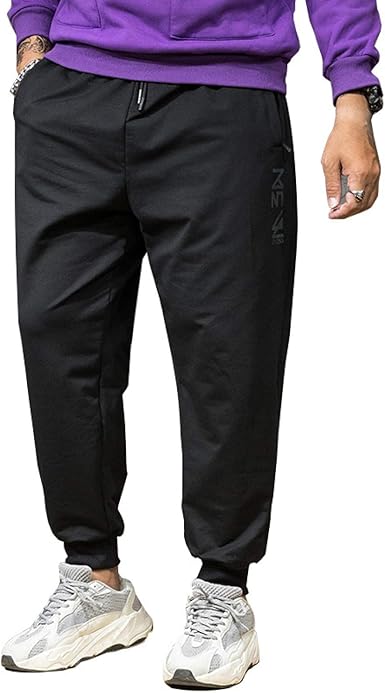 Huntrly - Pantalones de deporte para hombre, talla grande, cintura  elástica, ajuste de color sólido : Ropa, Zapatos y Joyería - Amazon.com