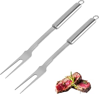DASHTHER 13 Inch Stainless Steel Meat Forks, 2-Pack Large Two-Prong Carving Forks for BBQ Grilling, Kitchen Cooking & Serving