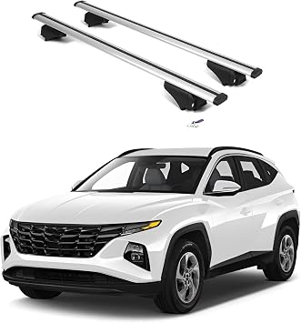 Car Roof Rack Cross Bars for Hyundai Tucson 2022-2024,Heavy Duty Aluminum Anti-Theft Lockable Roof Rails Crossbars Rooftop Luggage Racks Carrier,B/Silver