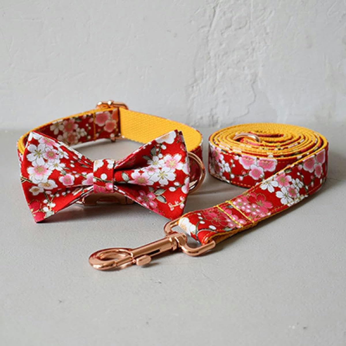 personalisiertes Hundehalsband mit Schleife, Haustierleine, Halloween-Halskette mit Fliege für kleine mittelgroße Hunde-Halsband mit Schleife, Leine, Set-L