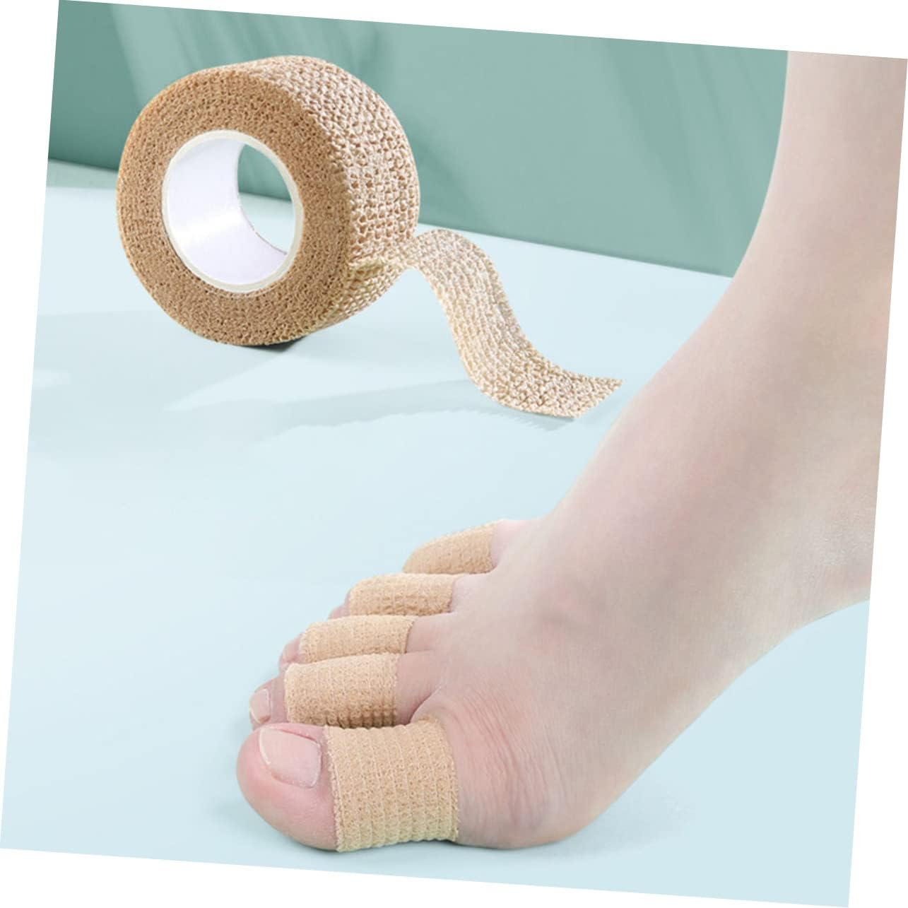 12rolls Non-Woven Heel Sticker Skin Tape Adhesive Toe and Heel Protector for Foot Pain Relief Anti-Friction Blister Prevention Skin Tone White