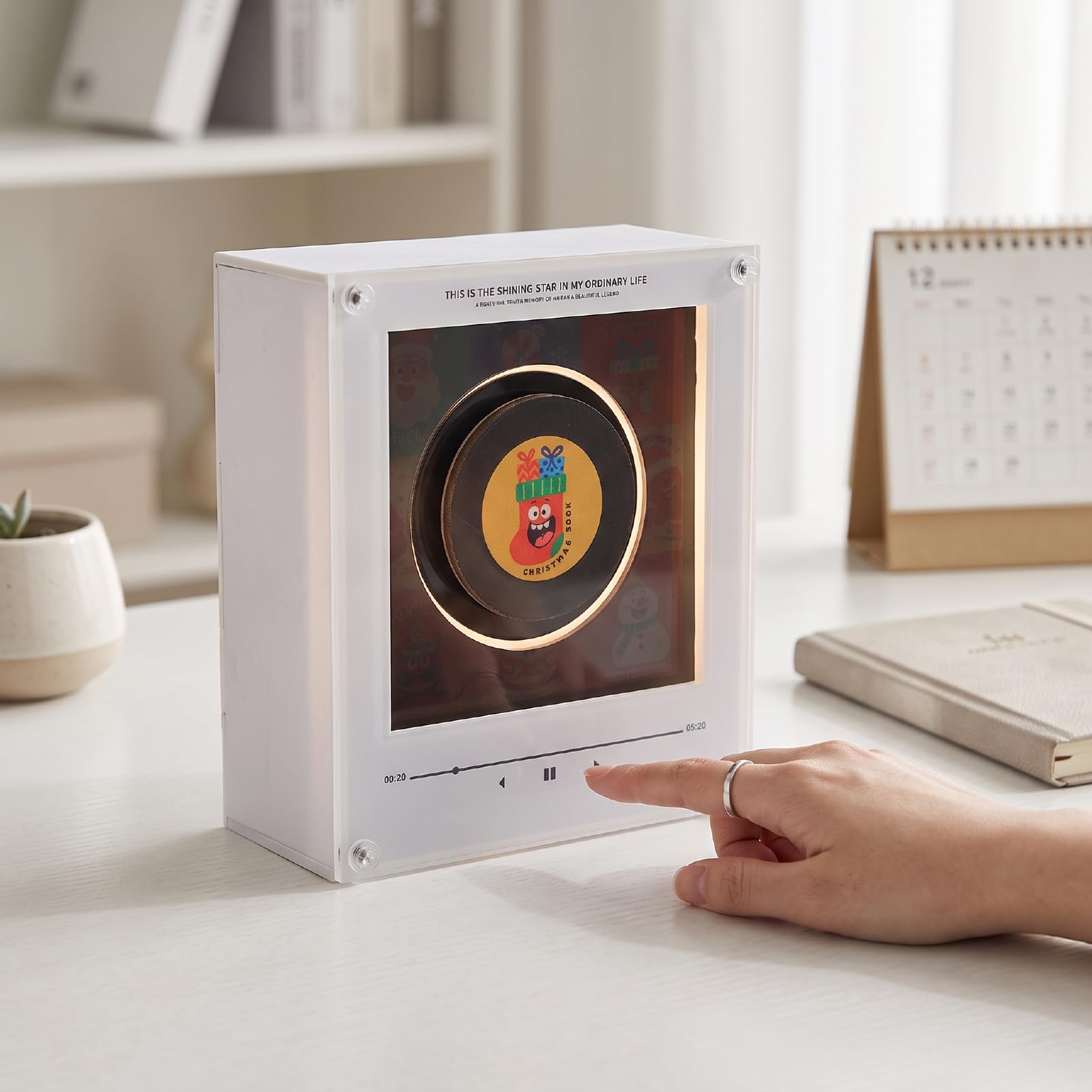 Sxhlseller Lettore Musicale NFC di Natale con 9 Dischi e Luce LED