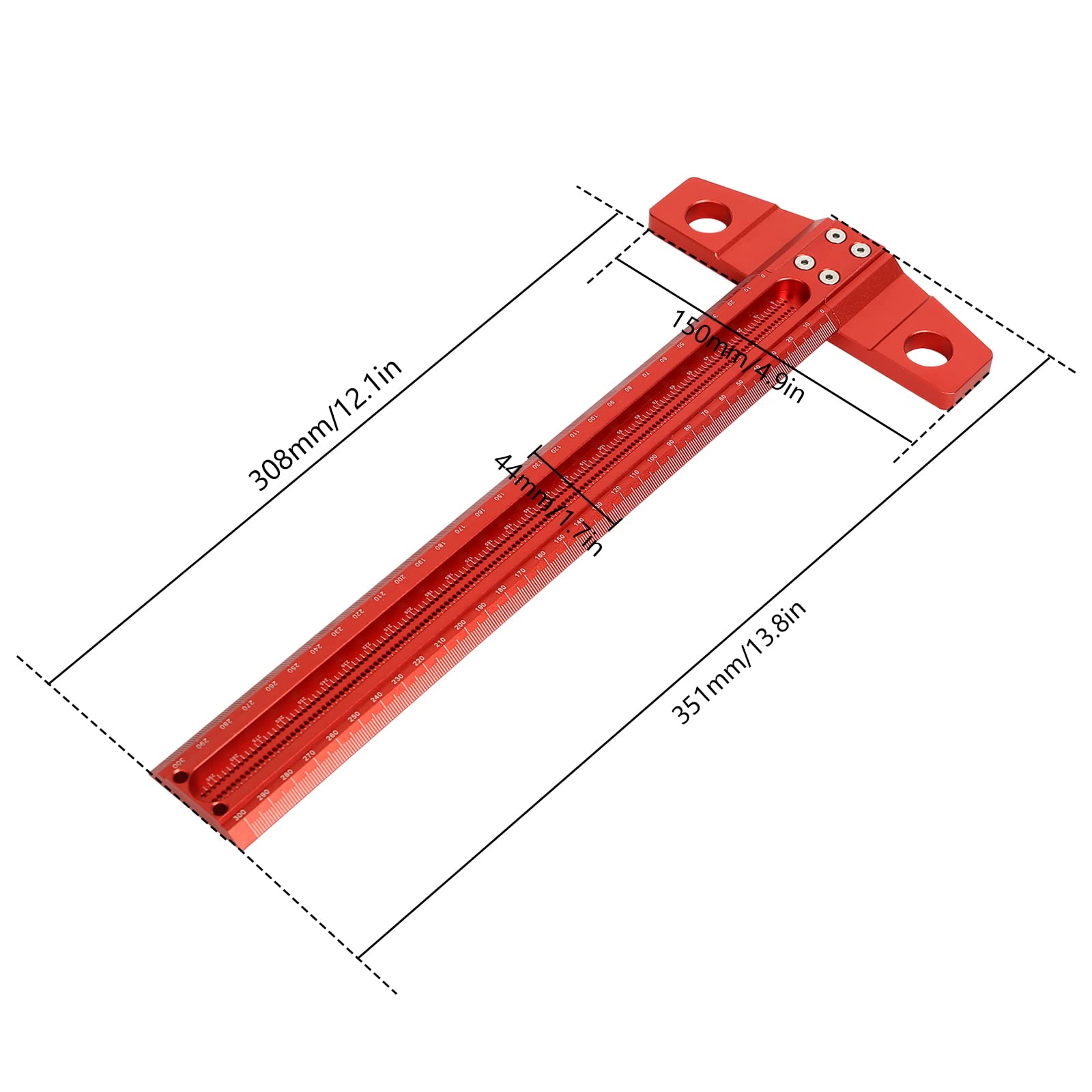 Regla de trazado para carpintería tipo T de Maxant, calibre de línea de 90 grados, regla de arquitecto, escuadra en T, 600 mm para trabajos de carpintería, herramientas de diseño y medición (300 mm)