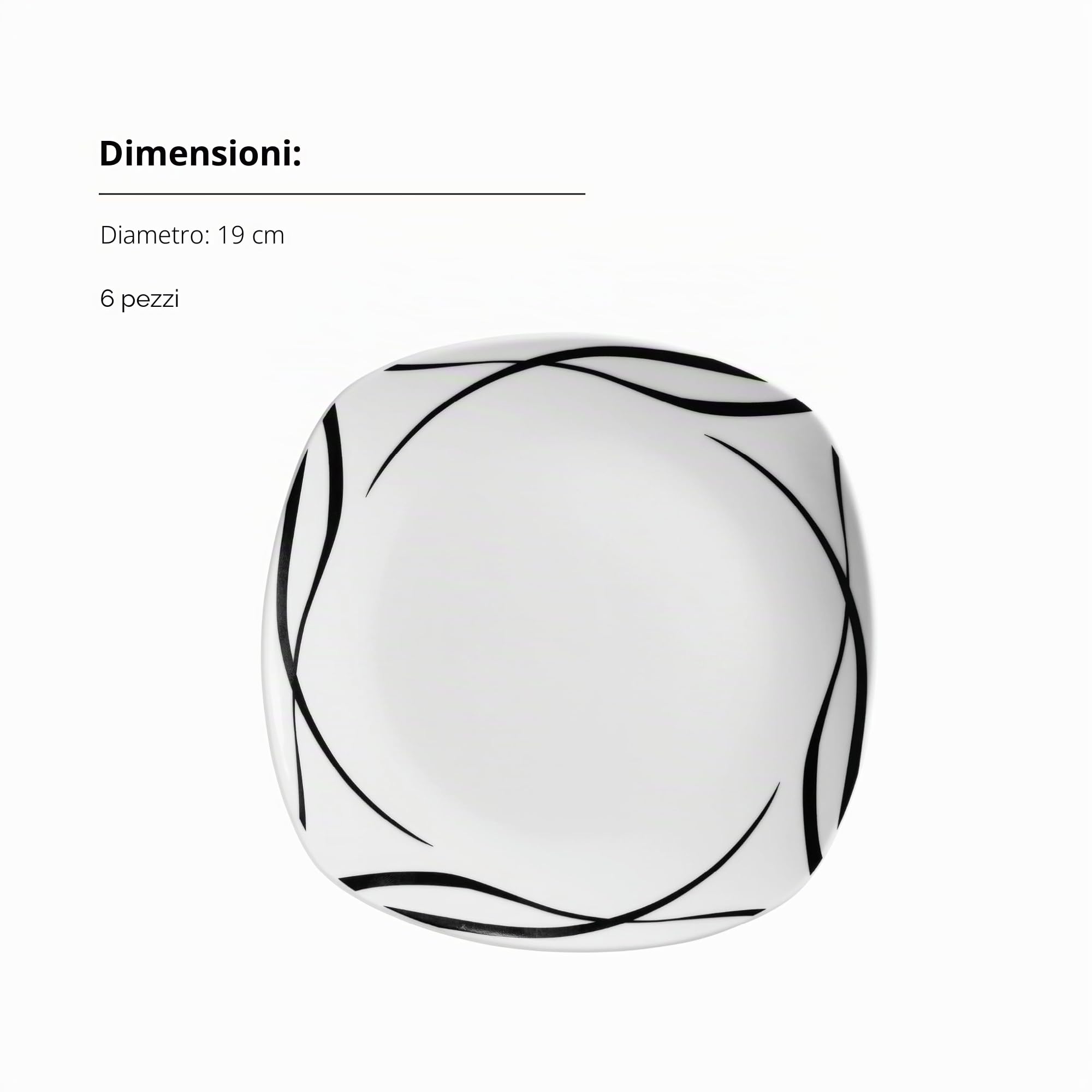 MÄSER Serie Decora, set di piatti per 6 persone, stoviglie da 18 pezzi, forma quadrata, elegante, senza tempo, porcellana