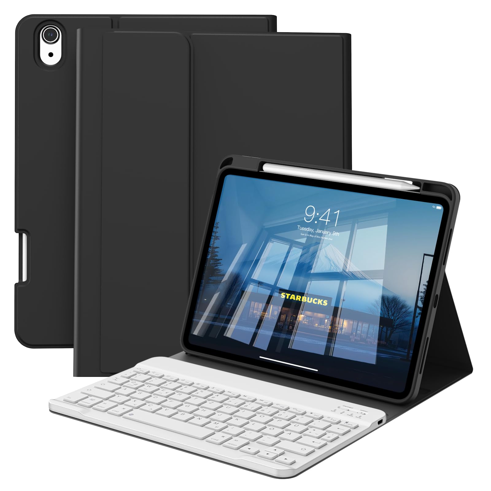 GKABXY Hülle mit Tastatur für iPad 10 Generation 10,9 Zoll 2022, (QWERTZ Layout), Abnehmbare Kabellose Bluetooth Tastatur
