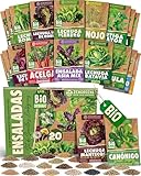 ZenGreens® - Set de semillas de hortalizas de hoja eco - 20 variedades para cultivar fácilmente en el jardín, balcón o parterre elevado - Sementes verduras