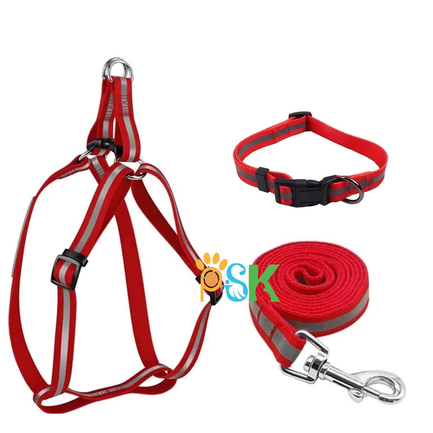 PSK PET MART 15 mm Reflective Nylon Puppy Collar Harness & Leash Set for Small & Medium Dogs (Color May Vary) - Pack of (Collar + Harness + Leash) (B08YDY3Y7K) Amazon Price History, Amazon Price Tracker