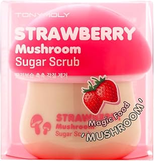 TONYMOLY Strawberry Mushroom Sugar Scrub – Exfoliating Face & Body Scrub with Strawberry & Mushroom Extracts, Sugar Granules & Vitamin C for Smooth, Hydrated, Radiant Skin, 2.37 fl oz