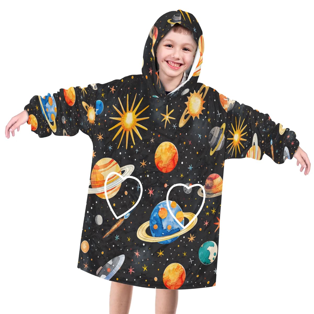 Wearable Blanket Hoodie for Kids, Enchanting starry sky Fleece Sweatshirt Blanket Oversized Blanket Sweatshirt with Pocket Flannel Warm Hooded Blanket 6-10 Year Old Girl Boy Gift, One Size