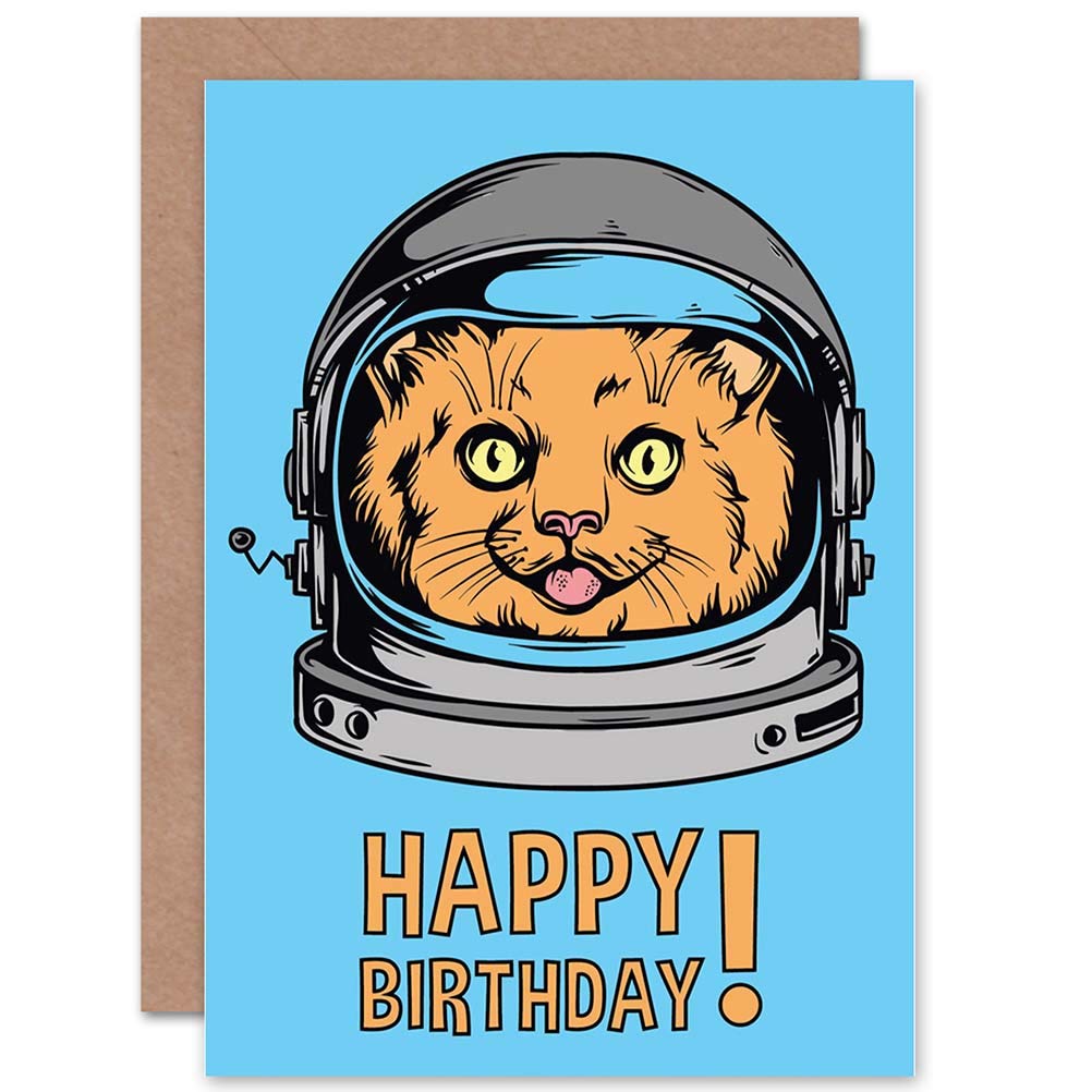 Wee Blue Coo CARD BIRTHDAY CELEBRATION HAPPY SPACE CAT ASTRONAUT PRESENT GIFT
