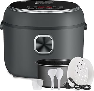 AMZCHEF 2L Electric Rice Cooker with 12 Preset Menus, Digital Display, 4 Cups (1-4 People), 24 Hour Timer, 12 Hours Warm F…