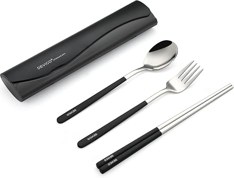 DEVICO Camping Utensils, Full-Size Reusable Silverware for Lunch Adult