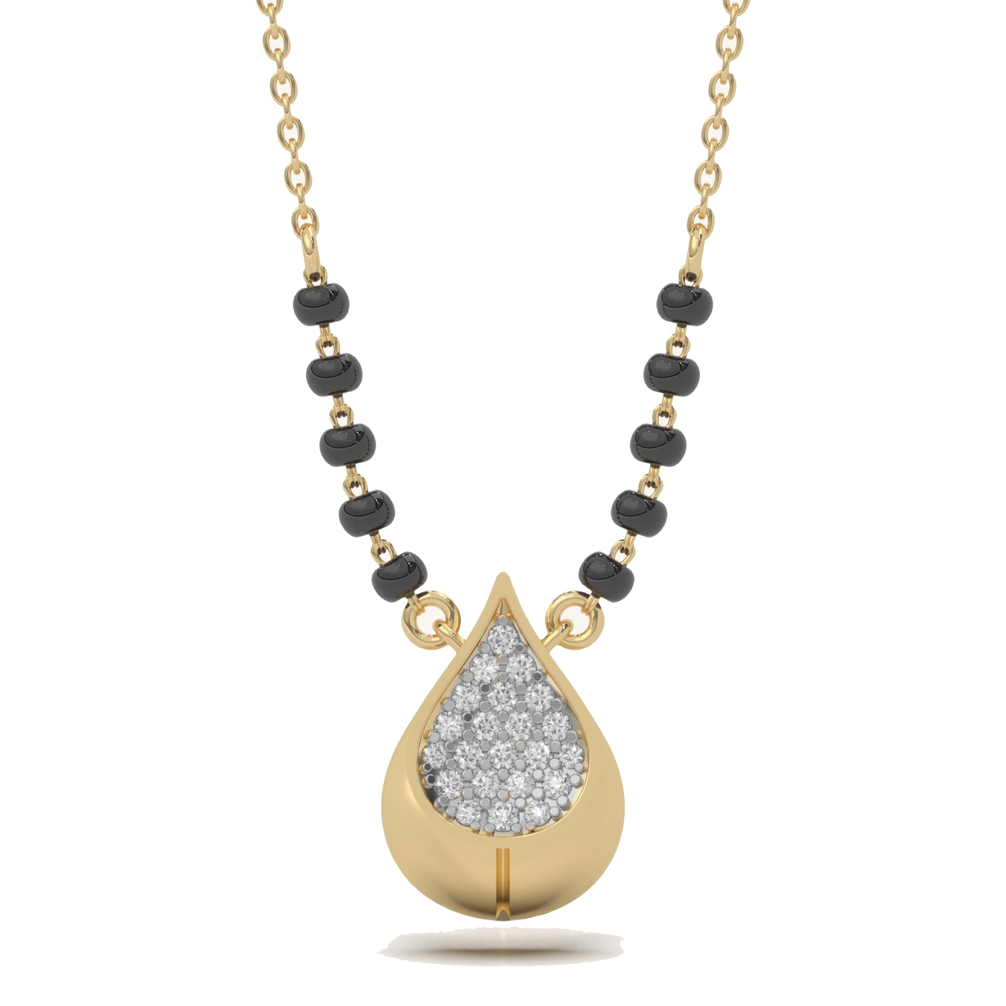 Drop Mangalsutra Pendant 925 Silver with Gold Plating Elegant Traditional & Modern Jewellery for Women | Chain with Pendant Hypoallergenic Casual & Party Accessory | Yellow | 16-17 Inch-image-47