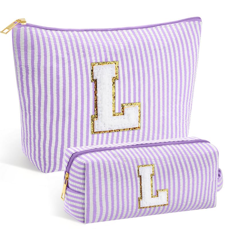 Personalized Make Up Bag - Birthday Gifts for Women Initial Makeup Bags Large Capacity A-Z Cosmetic Bags 2 Pack Makeup Bag Women's Portable Toiletry Bag
